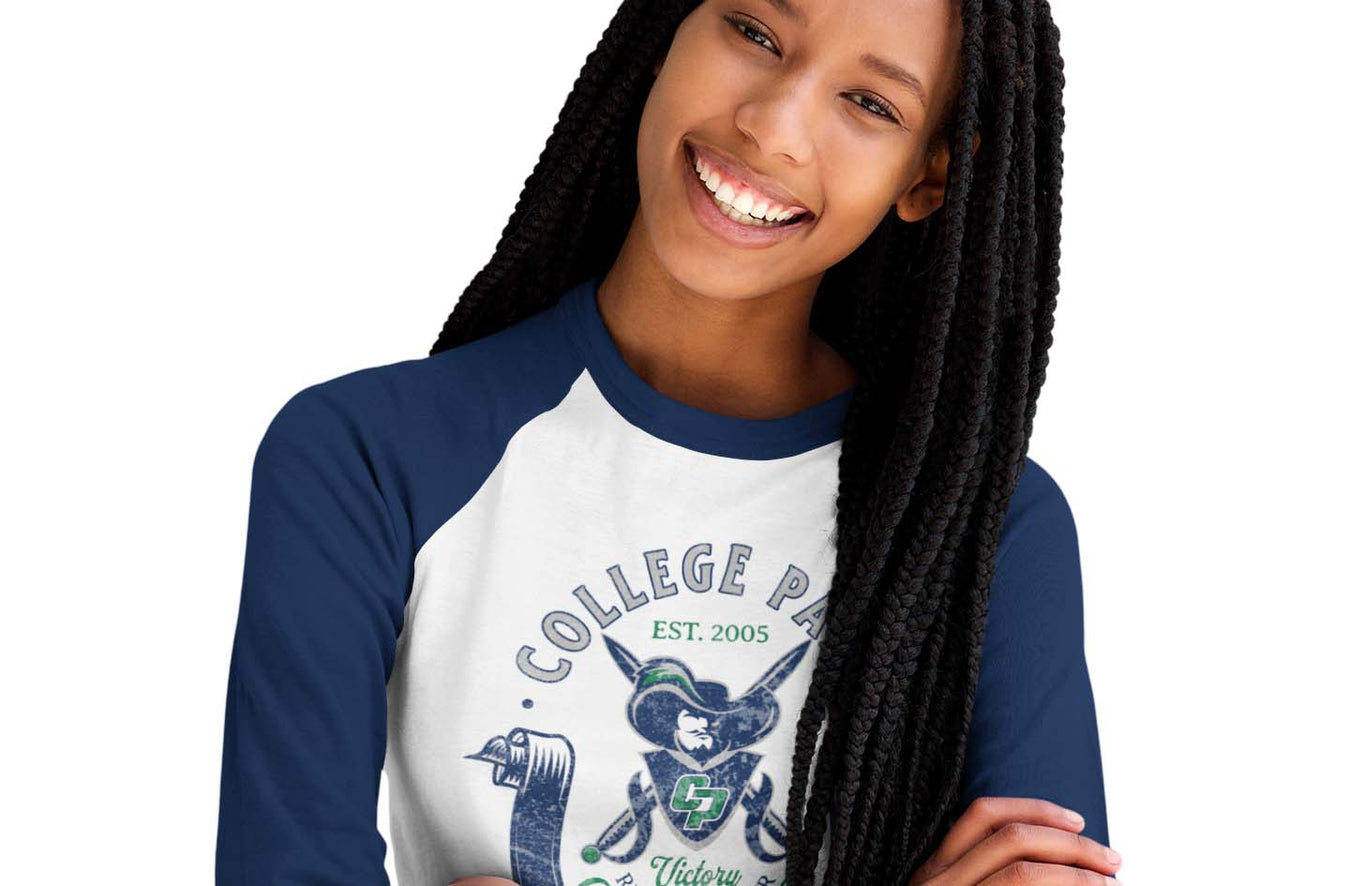 College Park High School Raglan 3/4 Sleeve T-shirt