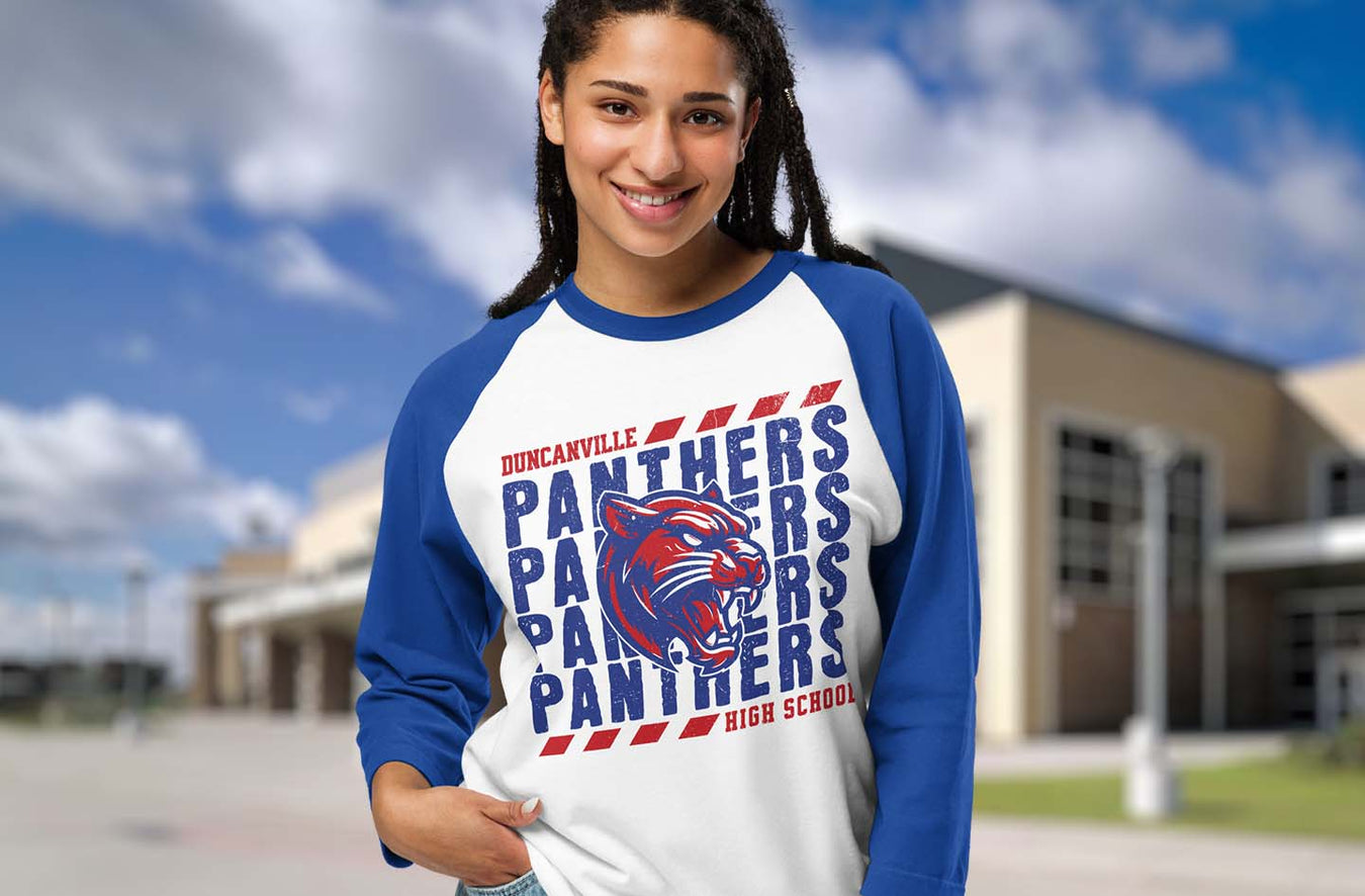 Duncanville High School Panthers Unisex 3/4 sleeve Raglan T-shirts