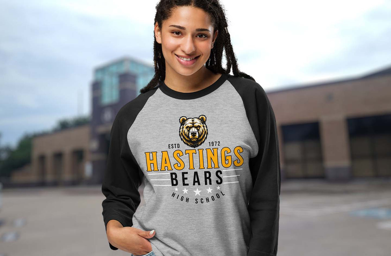 Hastings High School Bears Raglan T-shirts