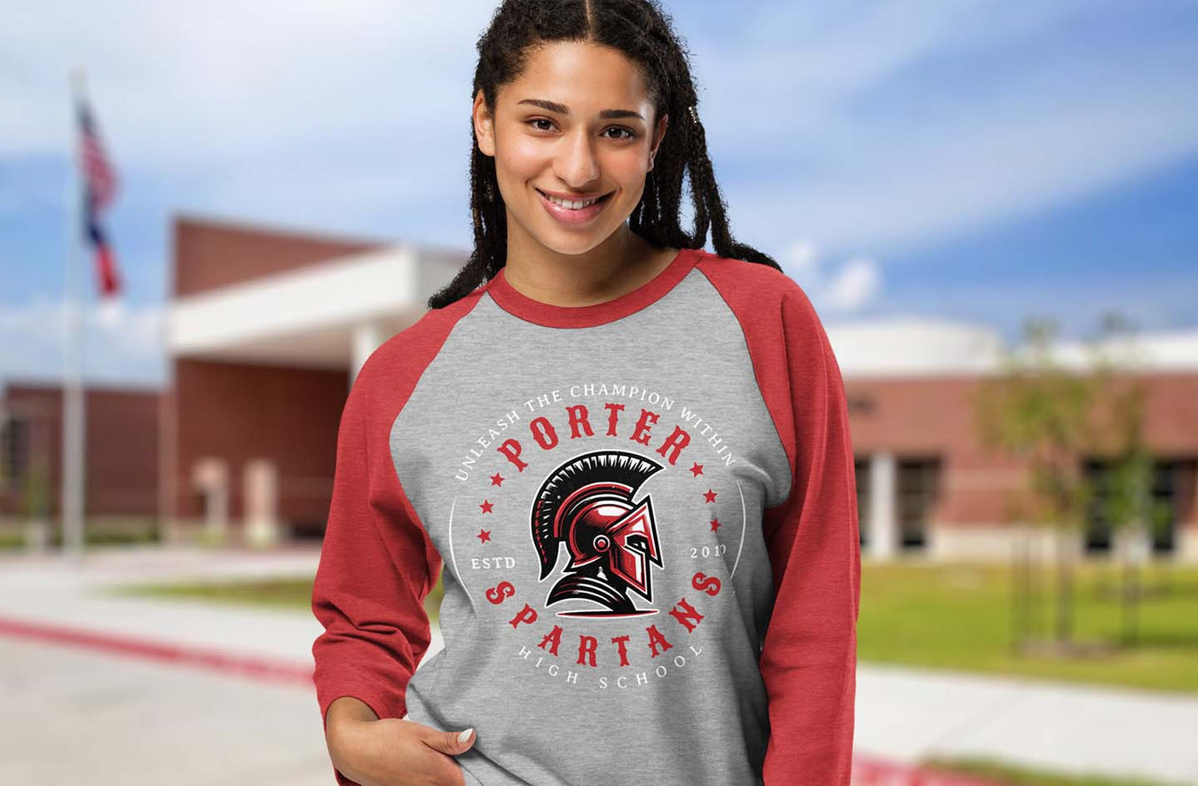 Porter High School Spartans Raglan T-shirts