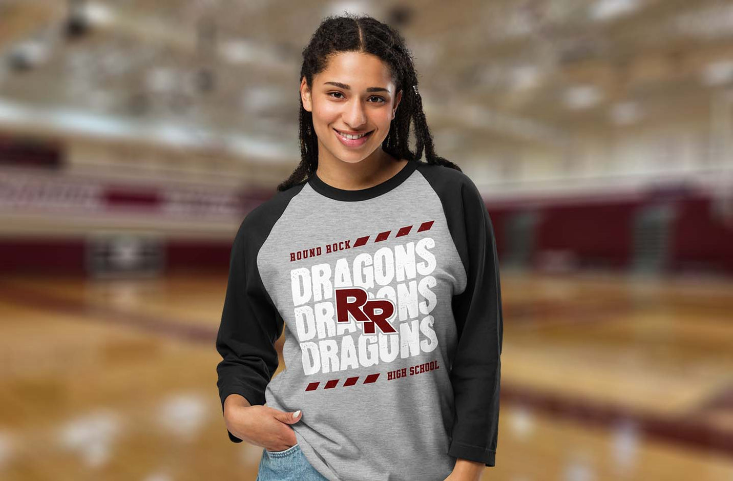 Round Rock High School Dragons Unisex 3/4 sleeve Raglan T-shirts ...