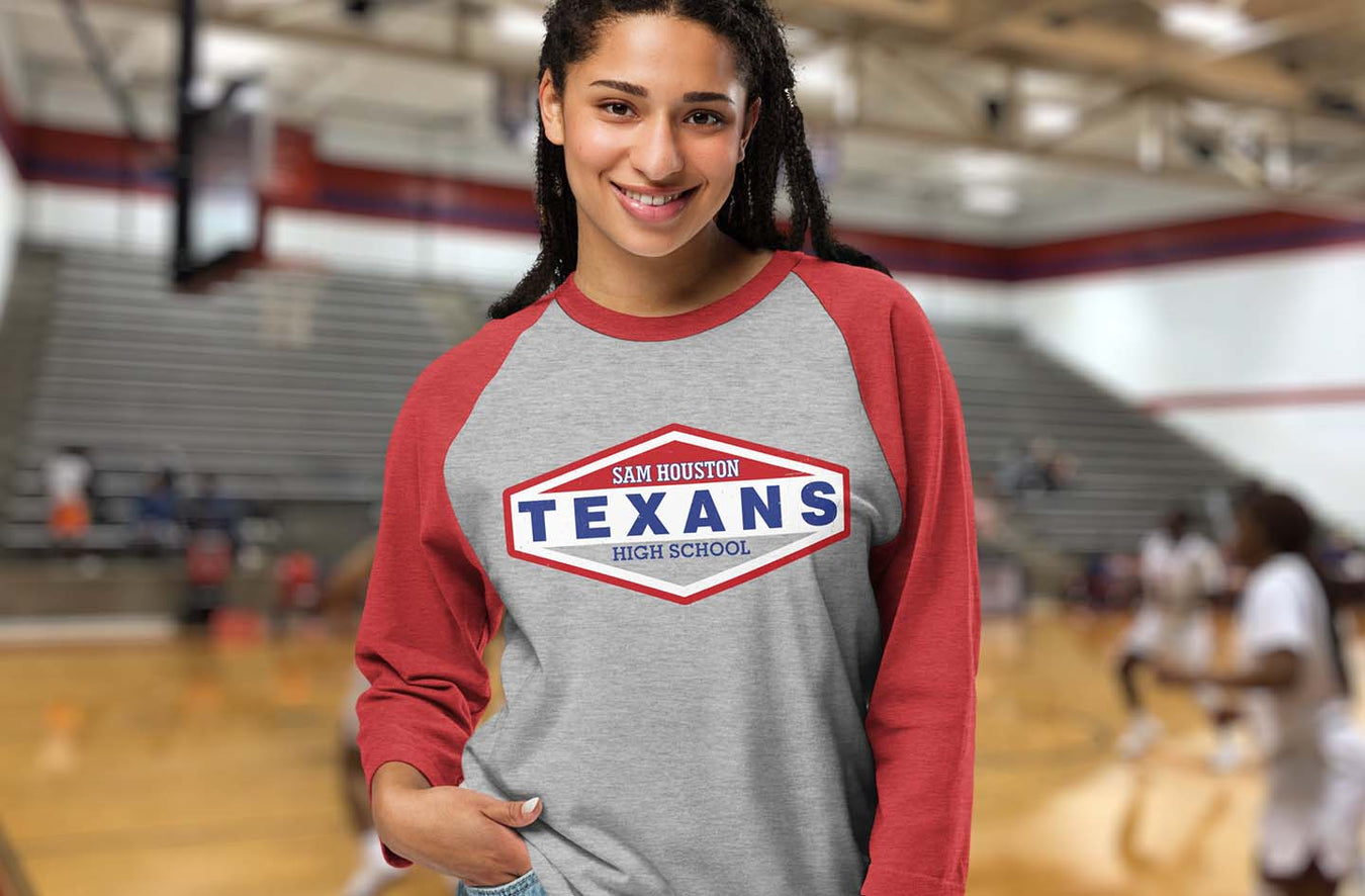 Sam Houston High School Texans Raglan T-shirts