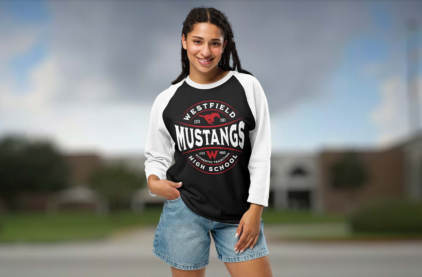 Westfield High School Mustangs Raglan T-shirts 