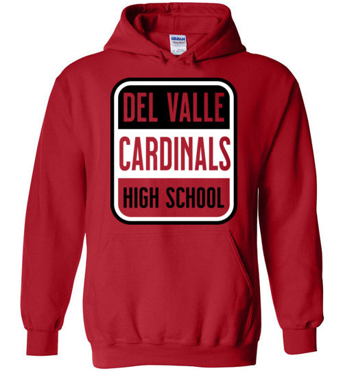 Del Valle High School Cardinals Red Classic Hoodie 01