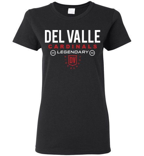 Del Valle High School Cardinals Women's Black T-shirt 03