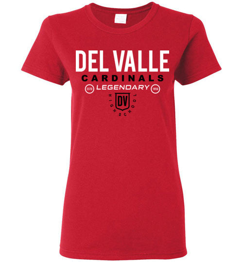 Del Valle High School Cardinals Women's Red T-shirt 03