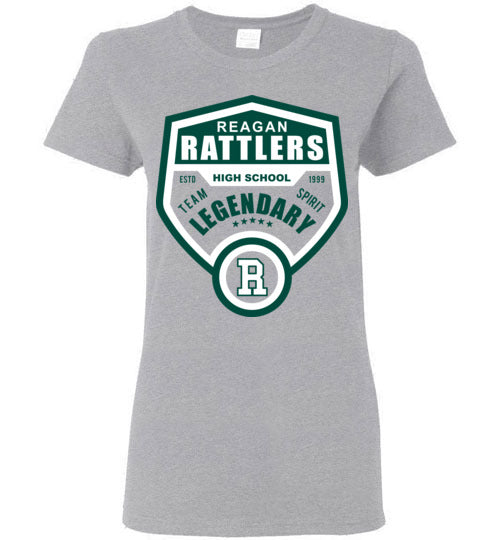 Reagan High School Rattlers Women's Sports Grey T-shirt 14