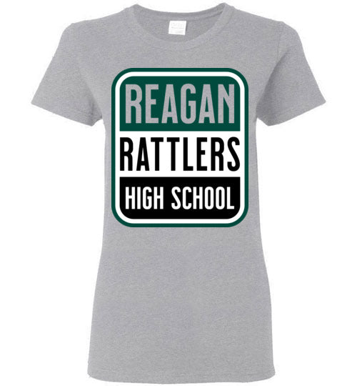 Reagan High School Rattlers Women's Sports Grey T-shirt 01