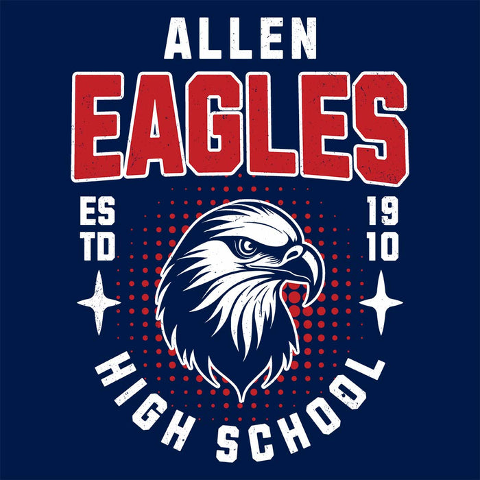 Close-up view of Allen High School Eagles Women's Navy Blue T-shirt 201