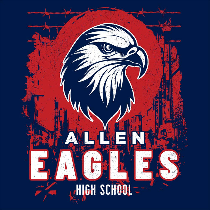 Close-up view of Allen High School Eagles Classic Unisex Navy T-shirt 206