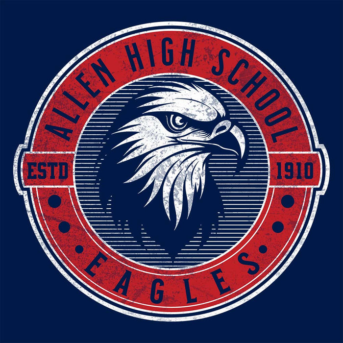 Close-up of Allen High School Eagles Premium Navy Blue Unisex T-shirt 207