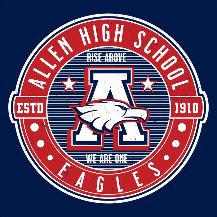 Close-up view of Allen High School Eagles Women's Navy Blue T-shirt 207