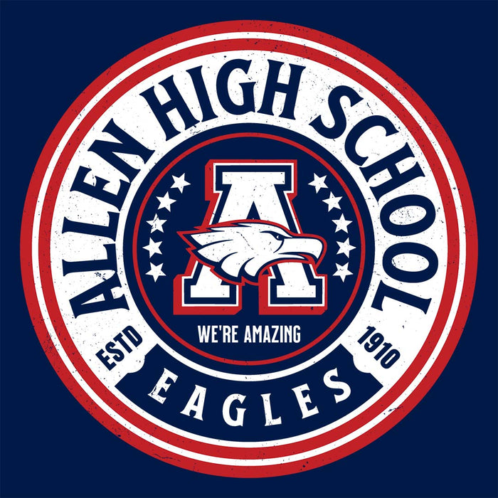 Close-up view of Allen High School Eagles Classic Unisex Navy T-shirt 208