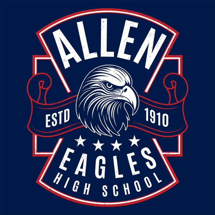 Close-up view of Allen High School Eagles Classic Unisex Navy T-shirt 211