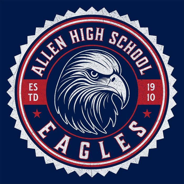 Close-up of Allen High School Eagles Premium Navy Blue Unisex T-shirt 212