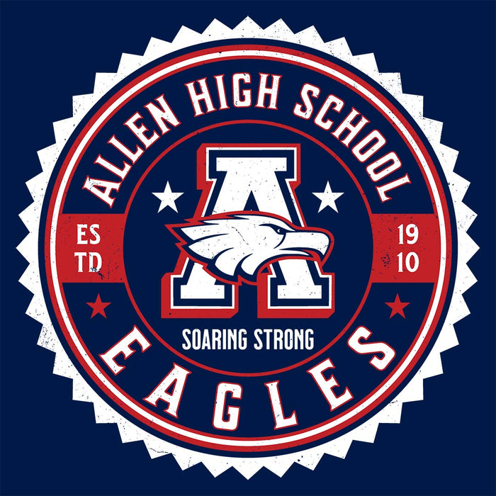 Close-up view of Allen High School Eagles Classic Unisex Navy T-shirt 212