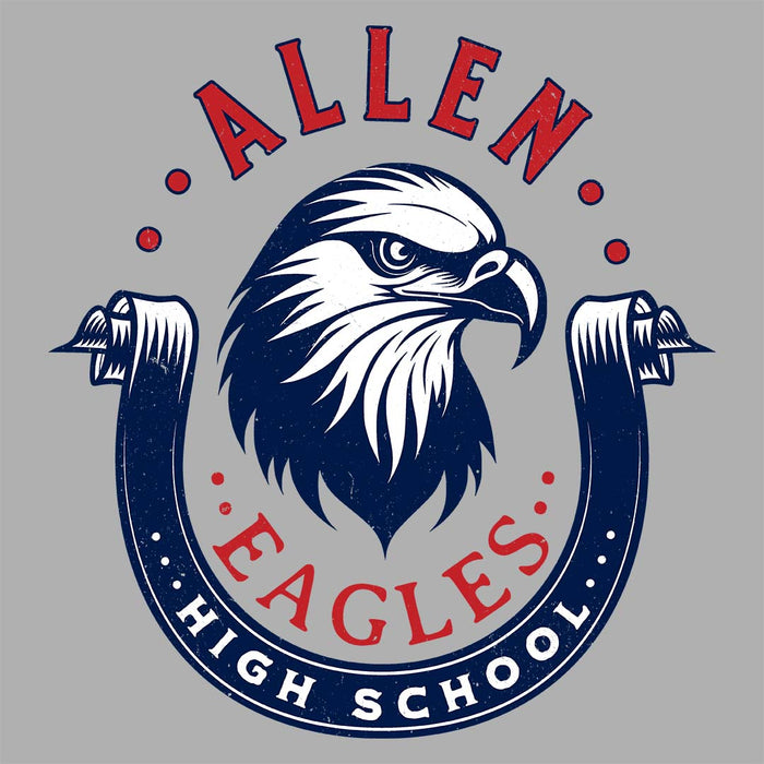 Close-up view of Allen High School Eagles Women's Grey T-shirt 216