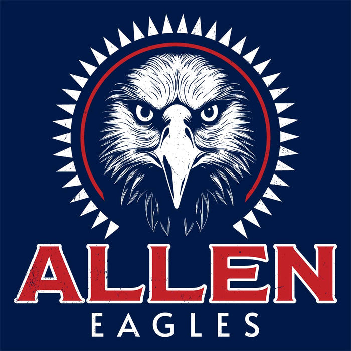 Close-up view of Allen High School Eagles Women's Navy Blue T-shirt 217