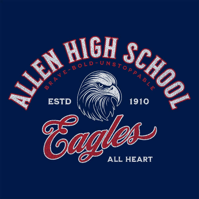 Close-up of Allen High School Eagles Classic Unisex Navy T-shirt 218