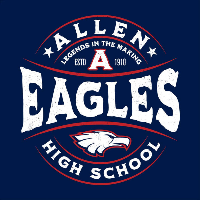 Close-up view of Allen High School Eagles Women's Navy Blue T-shirt 219