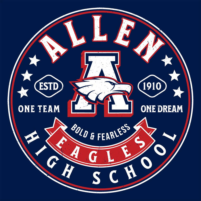 Close-up view of Allen High School Eagles Women's Navy Blue T-shirt 220