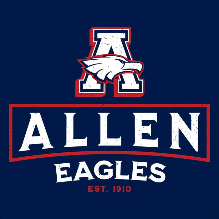 Close-up view of Allen High School Eagles Classic Unisex Navy T-shirt 227