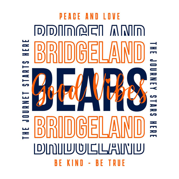 Clsoe-up of Bridgeland High School Bears Unisex 3/4 sleeve Raglan T-shirt 13