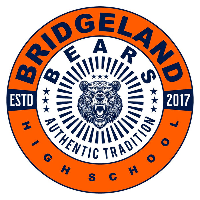 Close-up of Bridgeland High School Bears Unisex 3/4 sleeve Raglan T-shirt 30