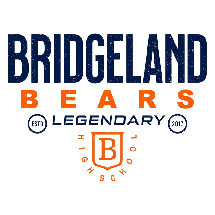 Close-up view of Bridgeland High School Bears Unisex 3/4 sleeve Raglan T-shirt 003
