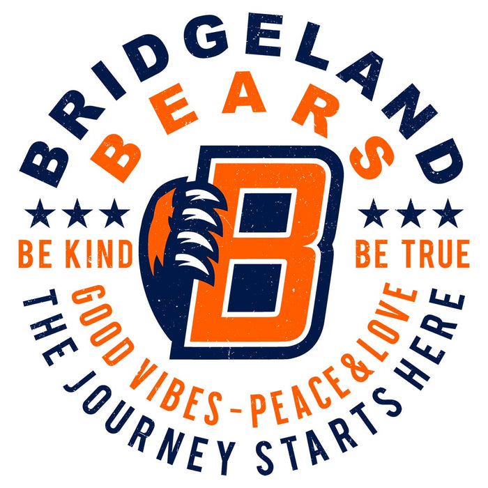 Close-up view of Bridgeland High School Bears Unisex 3/4 sleeve Raglan T-shirt 016