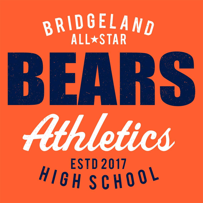 Close-up view of Bridgeland High School Bears Classic Unisex Orange T-shirt 034