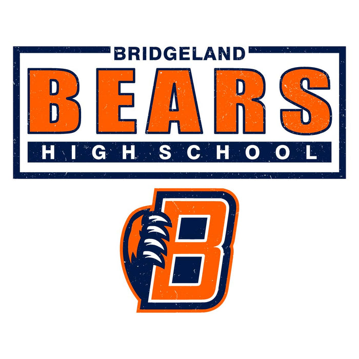 Close-up view of Bridgeland High School Bears Unisex 3/4 sleeve Raglan T-shirt 049