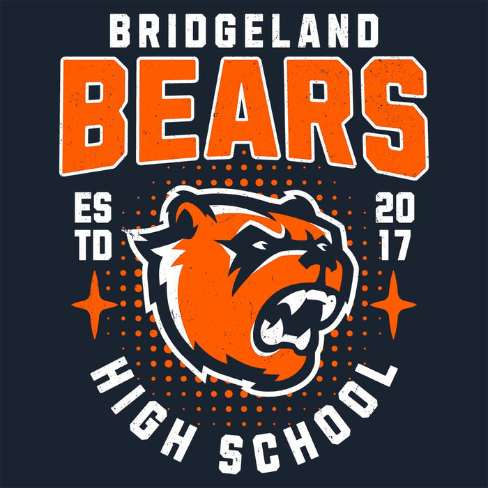 Close-up view of Bridgeland High School Bears Classic Unisex Navy T-shirt 204