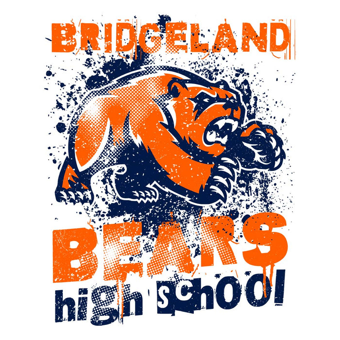 Close-up view of Bridgeland High School Bears Unisex 3/4 sleeve Raglan T-shirt 205