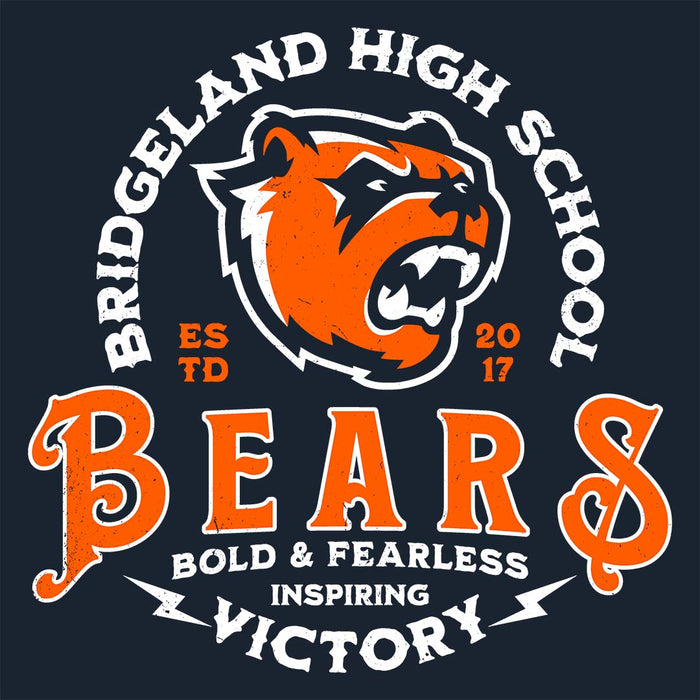 Close-up view of Bridgeland High School Bears Classic Unisex Navy T-shirt 206