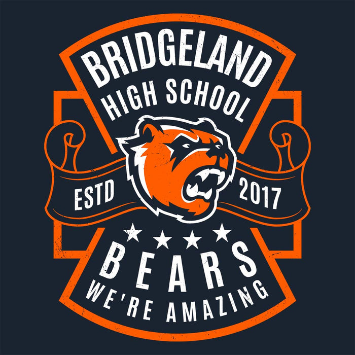 Close-up view of Bridgeland High School Bears Classic Unisex Navy T-shirt 207