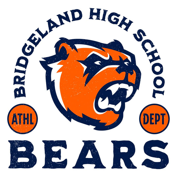 Close-up view of Bridgeland High School Bears Unisex 3/4 sleeve Raglan T-shirt 208