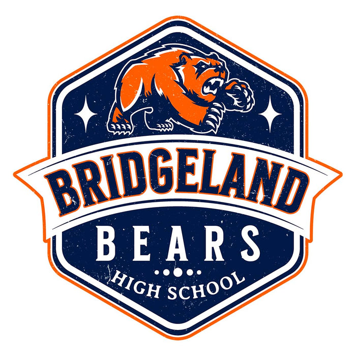 Close-up view of Bridgeland High School Bears Unisex 3/4 sleeve Raglan T-shirt 209