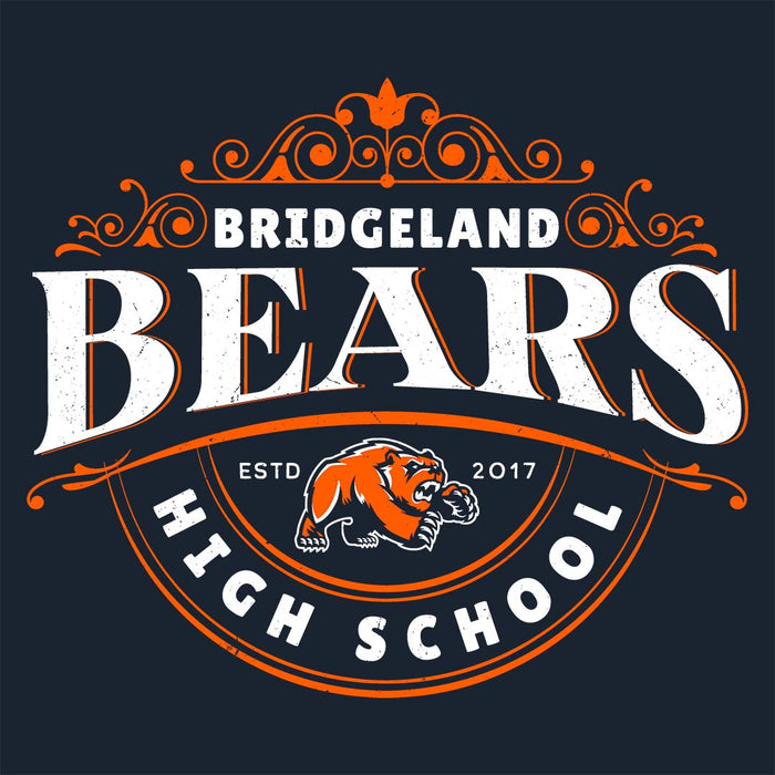 Close-up view of Bridgeland High School Bears Classic Unisex Navy T-shirt 211