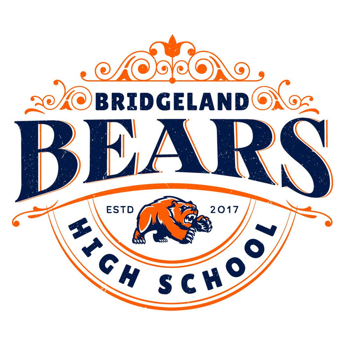 Close-up view of Bridgeland High School Bears Unisex 3/4 sleeve Raglan T-shirt 211