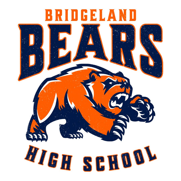 Close-up view of Bridgeland High School Bears Unisex 3/4 sleeve Raglan T-shirt 213