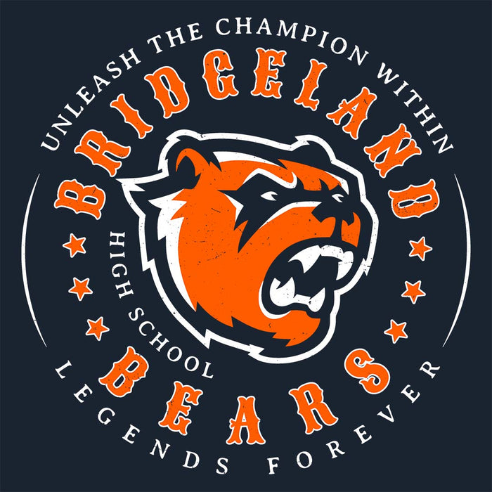 Close-up view of Bridgeland High School Bears Classic Unisex Navy T-shirt 214