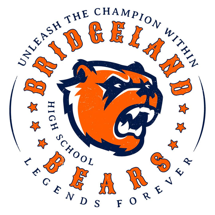 Close-up view of Bridgeland High School Bears Unisex 3/4 sleeve Raglan T-shirt 214