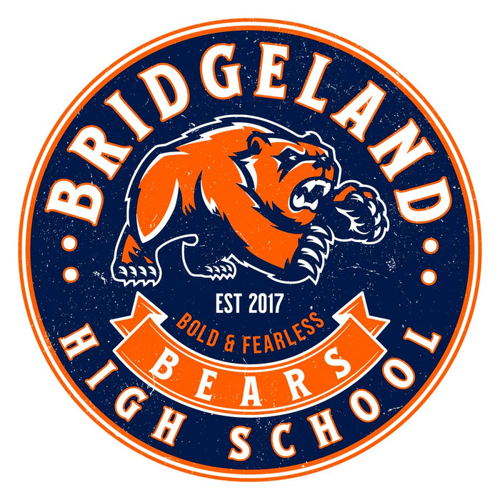 Close-up view of Bridgeland High School Bears Unisex 3/4 sleeve Raglan T-shirt 215