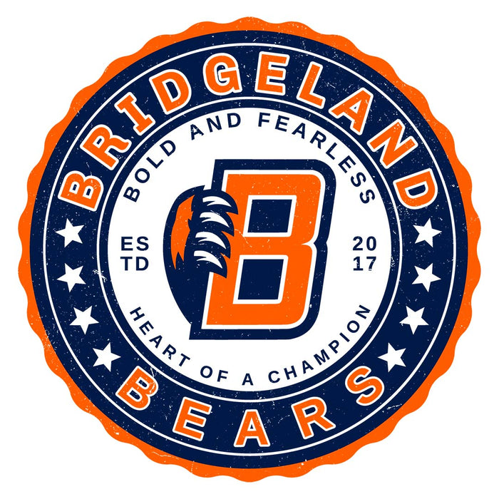 Close-up view of Bridgeland High School Bears Unisex 3/4 sleeve Raglan T-shirt 216