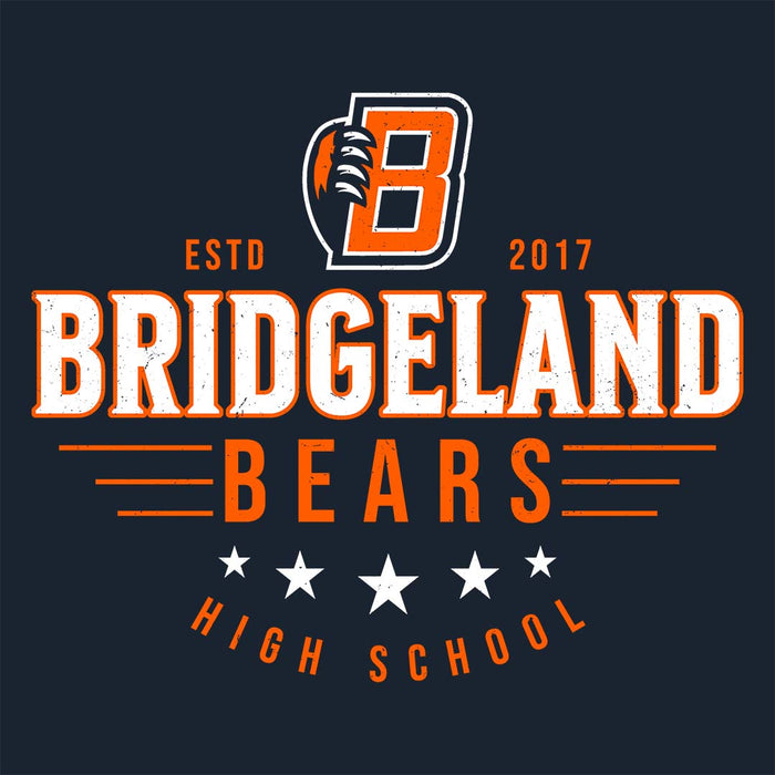 Close-up view of Bridgeland High School Bears Classic Unisex Navy T-shirt 217