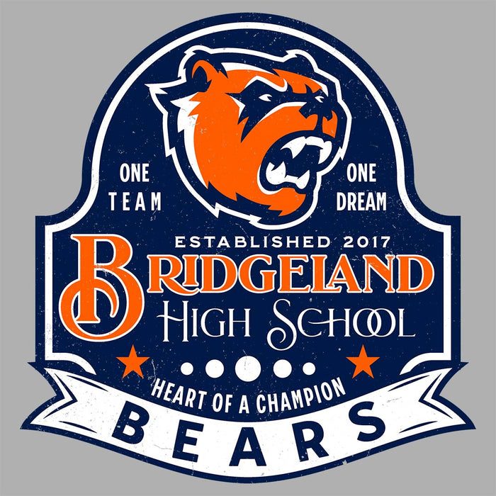 Close-up view of Bridgeland High School Bears Women's Grey T-shirt 219