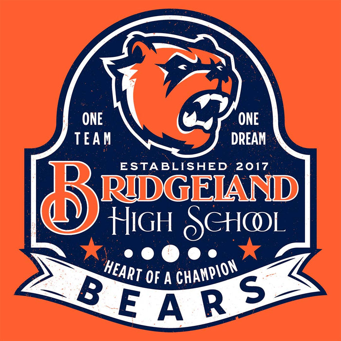 Close-up view of Bridgeland High School Bears Classic Unisex Orange T-shirt 219