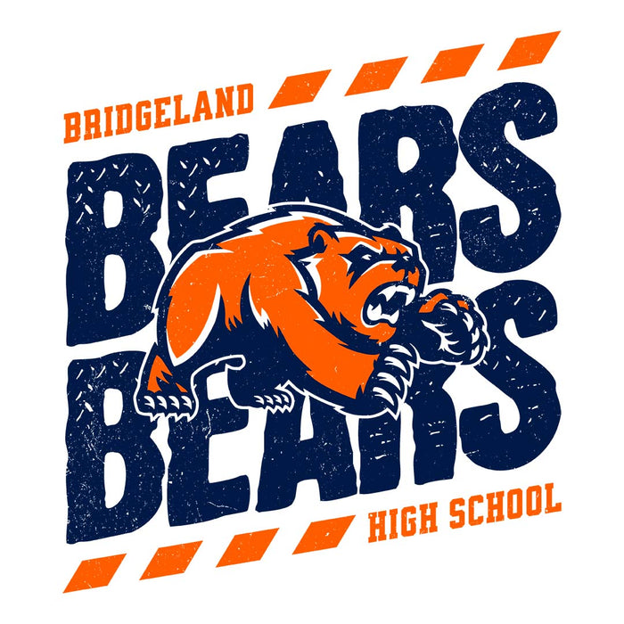 Close-up view of Bridgeland High School Bears Unisex 3/4 sleeve Raglan T-shirt 223