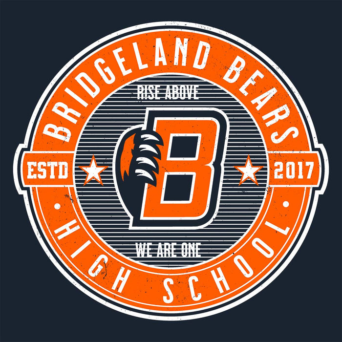 Close-up view of Bridgeland High School Bears Classic Unisex Navy T-shirt 224